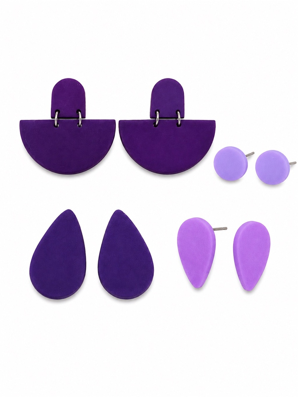 Purple Statement Earring Set - 4 Pairs